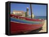 Brightly Painted Fishing Boat, Collioure, Cote Vermeille, Languedoc Roussillon, France, Europe-Michael Busselle-Framed Stretched Canvas