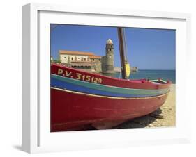 Brightly Painted Fishing Boat, Collioure, Cote Vermeille, Languedoc Roussillon, France, Europe-Michael Busselle-Framed Photographic Print