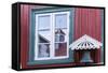 Brightly Painted House Reflected in Window in Sisimiut, Greenland, Polar Regions-Michael Nolan-Framed Stretched Canvas