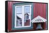 Brightly Painted House Reflected in Window in Sisimiut, Greenland, Polar Regions-Michael Nolan-Framed Stretched Canvas