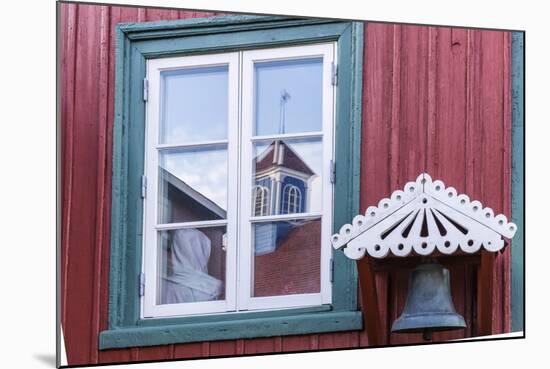 Brightly Painted House Reflected in Window in Sisimiut, Greenland, Polar Regions-Michael Nolan-Mounted Photographic Print