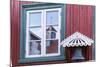 Brightly Painted House Reflected in Window in Sisimiut, Greenland, Polar Regions-Michael Nolan-Mounted Photographic Print