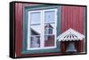 Brightly Painted House Reflected in Window in Sisimiut, Greenland, Polar Regions-Michael Nolan-Framed Stretched Canvas