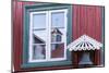 Brightly Painted House Reflected in Window in Sisimiut, Greenland, Polar Regions-Michael Nolan-Mounted Photographic Print