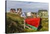 Brightly Painted Houses and Boat in Sisimiut, Greenland, Polar Regions-Michael Nolan-Stretched Canvas