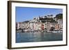 Brightly Painted Houses and Medieval Town Walls by the Marina at Porto Venere-Mark Sunderland-Framed Photographic Print