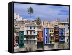 Brightly Painted Houses at Villajoyosa in Valencia, Spain, Europe-Mawson Mark-Framed Stretched Canvas