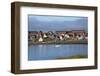 Brightly painted houses on the beach, Qeqertarsuaq, Greenland-Keren Su-Framed Photographic Print