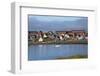 Brightly painted houses on the beach, Qeqertarsuaq, Greenland-Keren Su-Framed Photographic Print