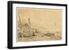 Brighton Beach, Looking East, 1824 (Brush & Grey Wash over Graphite on Beige Wove Paper)-John Constable-Framed Giclee Print