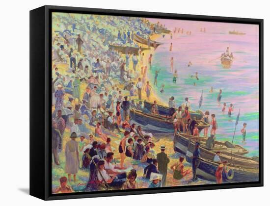 Brighton Beach-Robert Tyndall-Framed Stretched Canvas