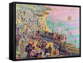 Brighton Beach-Robert Tyndall-Framed Stretched Canvas