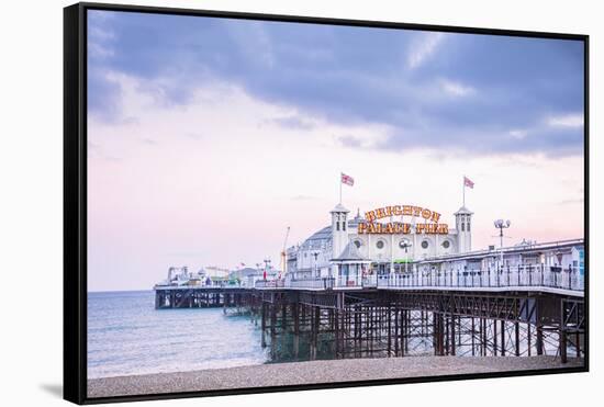 Brighton Palace Pier from the beach, Brighton, Sussex, England, United Kingdom, Europe-Alex Robinson-Framed Stretched Canvas