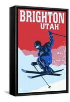 Brighton Resort, Utah - Colorblocked Skier-Lantern Press-Framed Stretched Canvas