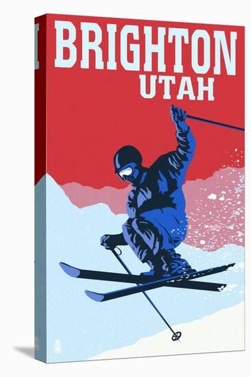 Brighton Resort, Utah - Colorblocked Skier-Lantern Press-Stretched Canvas