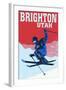 Brighton Resort, Utah - Colorblocked Skier-Lantern Press-Framed Art Print