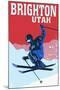 Brighton Resort, Utah - Colorblocked Skier-Lantern Press-Mounted Art Print