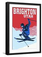 Brighton Resort, Utah - Colorblocked Skier-Lantern Press-Framed Art Print