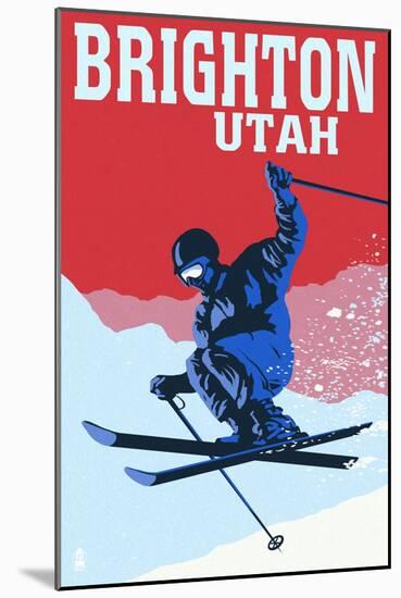 Brighton Resort, Utah - Colorblocked Skier-Lantern Press-Mounted Art Print