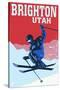 Brighton Resort, Utah - Colorblocked Skier-Lantern Press-Stretched Canvas