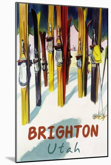 Brighton Resort, Utah - Colorful Skis-Lantern Press-Mounted Art Print