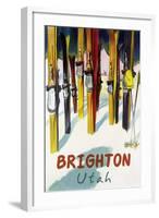 Brighton Resort, Utah - Colorful Skis-Lantern Press-Framed Art Print