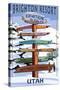 Brighton Resort, Utah - Ski Signpost-Lantern Press-Stretched Canvas