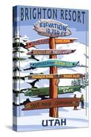 Brighton Resort, Utah - Ski Signpost-Lantern Press-Stretched Canvas