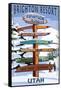 Brighton Resort, Utah - Ski Signpost-Lantern Press-Framed Stretched Canvas