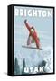 Brighton Resort, Utah - Snowboarder Jumping-Lantern Press-Framed Stretched Canvas