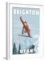 Brighton Resort, Utah - Snowboarder Jumping-Lantern Press-Framed Art Print