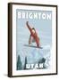 Brighton Resort, Utah - Snowboarder Jumping-Lantern Press-Framed Art Print