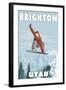 Brighton Resort, Utah - Snowboarder Jumping-Lantern Press-Framed Art Print