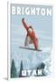 Brighton Resort, Utah - Snowboarder Jumping-Lantern Press-Framed Art Print