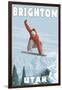 Brighton Resort, Utah - Snowboarder Jumping-Lantern Press-Framed Art Print
