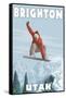 Brighton Resort, Utah - Snowboarder Jumping-Lantern Press-Framed Stretched Canvas