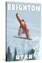Brighton Resort, Utah - Snowboarder Jumping-Lantern Press-Stretched Canvas