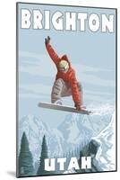 Brighton Resort, Utah - Snowboarder Jumping-Lantern Press-Mounted Art Print