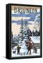 Brighton Resort, Utah - Snowman Scene-Lantern Press-Framed Stretched Canvas