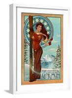 Brighton, Utah - Art Nouveau Skier-Lantern Press-Framed Art Print