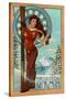 Brighton, Utah - Art Nouveau Skier-Lantern Press-Stretched Canvas