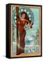 Brighton, Utah - Art Nouveau Skier-Lantern Press-Framed Stretched Canvas