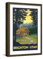 Brighton, Utah - Cabin in Woods-Lantern Press-Framed Art Print