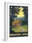 Brighton, Utah - Cabin in Woods-Lantern Press-Framed Art Print