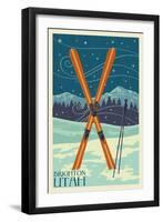 Brighton, Utah - Crossed Skis-Lantern Press-Framed Art Print