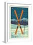 Brighton, Utah - Crossed Skis-Lantern Press-Framed Art Print