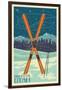 Brighton, Utah - Crossed Skis-Lantern Press-Framed Art Print