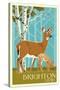 Brighton, Utah - Deer and Fawn Letterpress-Lantern Press-Stretched Canvas