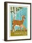 Brighton, Utah - Deer and Fawn Letterpress-Lantern Press-Framed Art Print