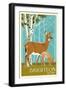 Brighton, Utah - Deer and Fawn Letterpress-Lantern Press-Framed Art Print